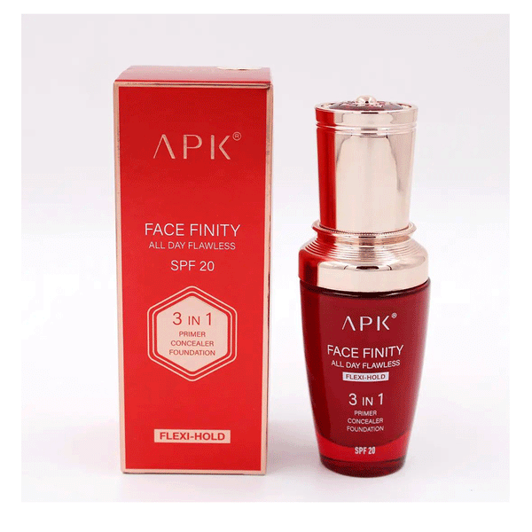 APK Face Finity 3 in 1 Primer Concealer Foundation (Shade-04-Natural Nude)
