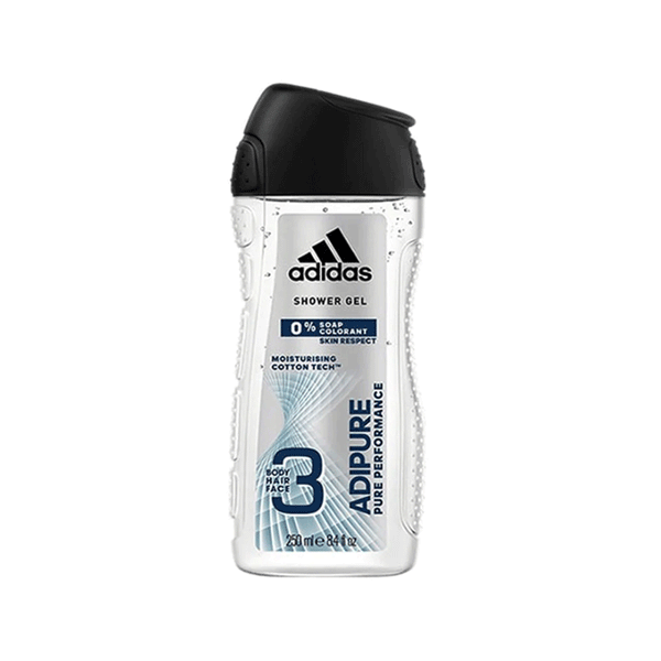 Adidas Shower Gel 0% Soap Colorant Moisturising Cotton Tech (Adipure Pure Performance) 250ML