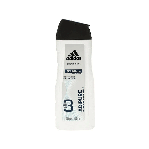 Adidas Shower Gel 0% Soap Colorant Moisturising Cotton Tech (Adipure Pure Performance) 400ML