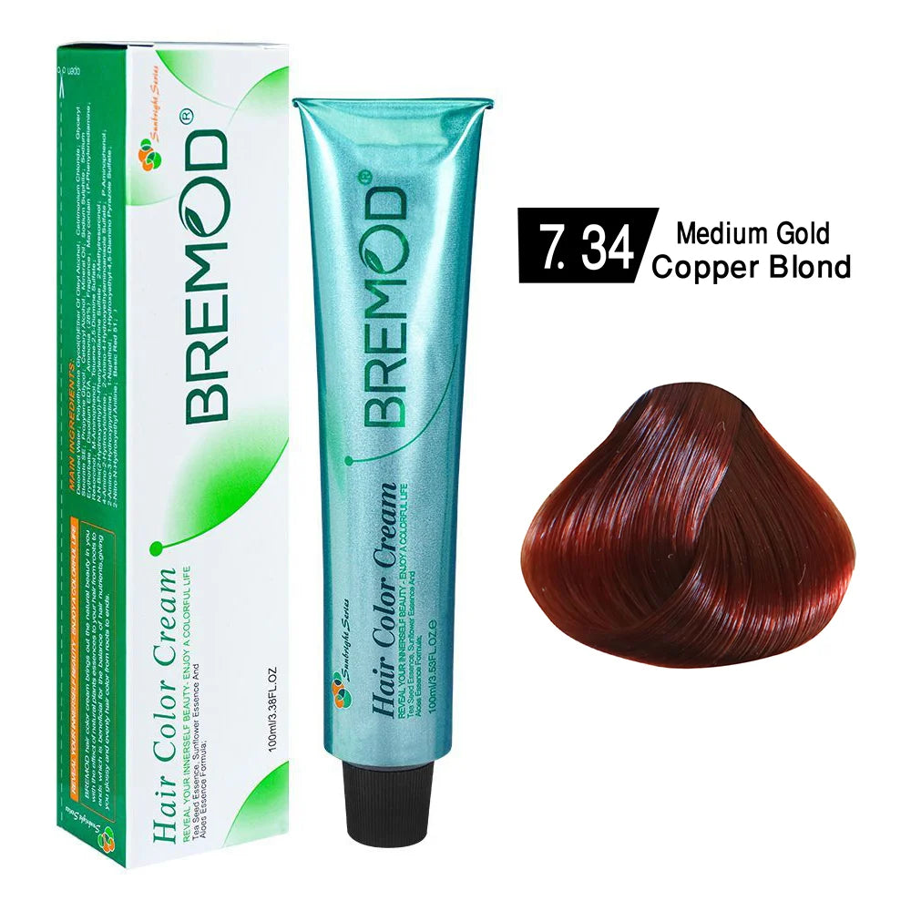 Bremod Hair Color (Shade 7.34 Medium Gold Copper Blond) – Nuvari