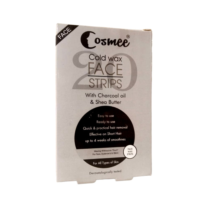 Cosmee Shea Butter And Charcoal Oil Cold Wax Strip Face 22 strips_nuvaripk_pakistan