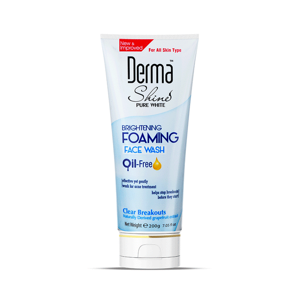 Derma Shine Pure White Brightening Foaming Face Wash Oil Free