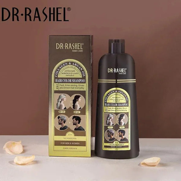 Dr Rashel Collagen & Argan Oil Hair Color Shampoo (Dark Brown) 400ml_nuvaripk_pakistan