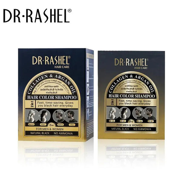 Dr Rashel Collagen & Argan Oil Hair Color Shampoo (Natural Black) - Pack of 25ml*10pcs_nuvarpk_pakistan