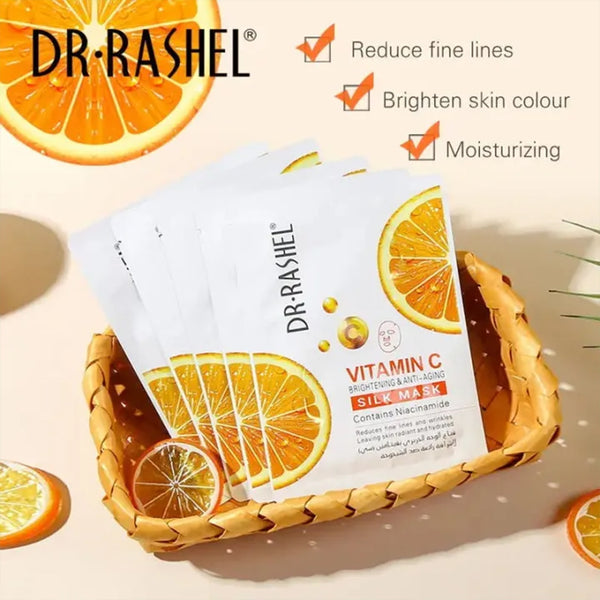 Dr Rashel Vitamin C Brightening & Anti- Aging Silk Mask - Pack of 10pcs/set_nuvaripk_pakistan