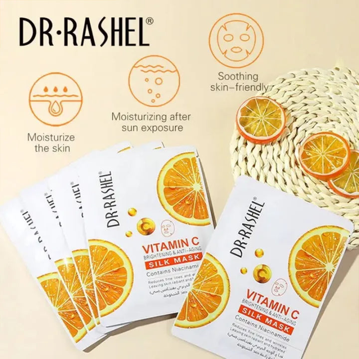 Dr Rashel Vitamin C Brightening & Anti- Aging Silk Mask - Pack of 10pcs/set_nuvaripk_pakistan 2
