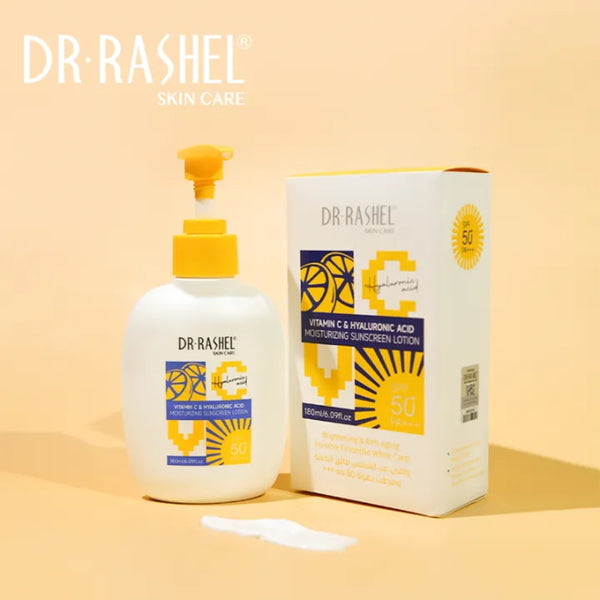 Dr Rashel Vitamin C & Hyaluronic Acid Moisturizinng Sunscreen Loiton Spf50 180ml_nuvaripk_pakistan