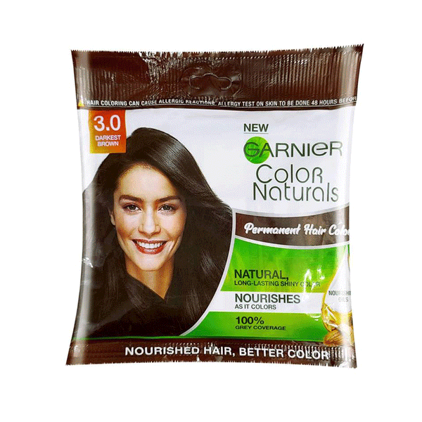Garnier Color Naturals Permanent Hair Color Sachet (3.0-Darkest Brown)