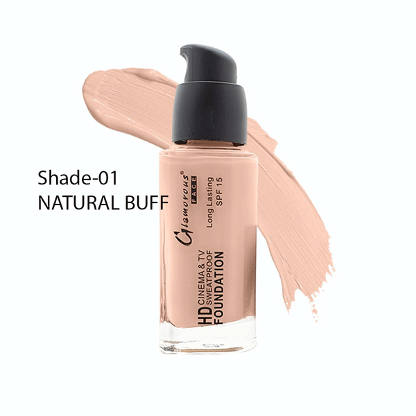 Glamorous Face HD Cinema & Tv Sweatproof Foundation (Shade-01-Natural Buff)