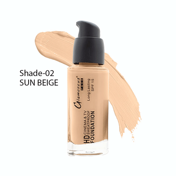 Glamorous Face HD Cinema & Tv Sweatproof Foundation (Shade-02-Sun Beige)