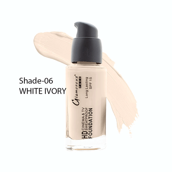 Glamorous Face HD Cinema & Tv Sweatproof Foundation (Shade-06-White Ivory)