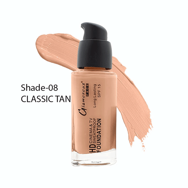 Glamorous Face HD Cinema & Tv Sweatproof Foundation (Shade-08-Classic Tan)