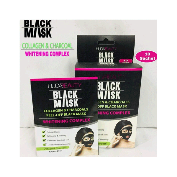 Huda Beauty Black Mask Collagen & Charcoal Peel Off Black Mask (Per Piece)