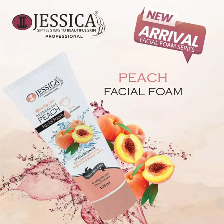 Jessica Hydrating Care Refresness Peach Facial Foam 125ml_nuvaripk_pakistan