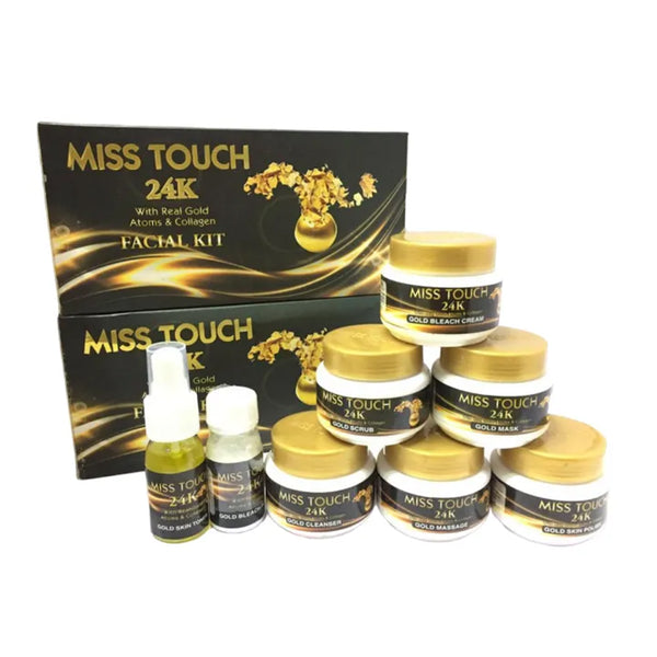 Miss Touch 24K With Real Gold Atoms And Collagen Facial Kit (6 jars of 75g each and 2 Bottles)_nuvaripk_pakistan