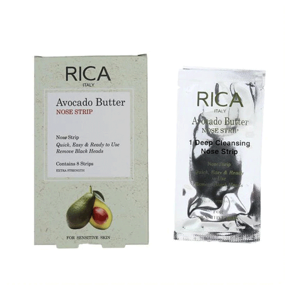 Rica Nose Strip Avocado Butter For Sensitive Skin (Pack Of 8 Strips)