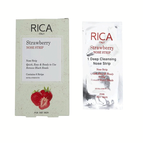 Rica Nose Strip Strawberry For Dry Skin (Pack Of 8 Strips)