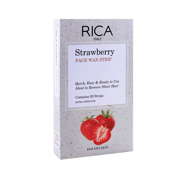 Rica Strawberry Face Wax Strip For Dry Skin (Pack Of 20 Strip)