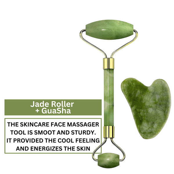 Pack of Jade Face Roller & Gua Sha (FREE Face Oil included)